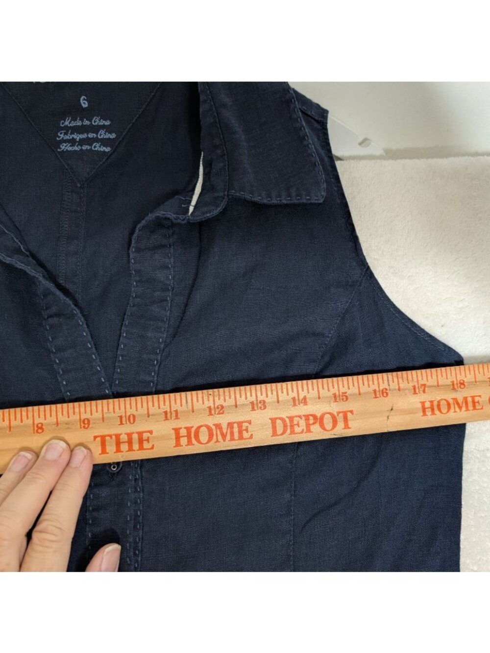 Tommy Hilfiger Linen Womens Navy Sleeveless Midi Dress Button Front & Collar Siz - Picture 6 of 14